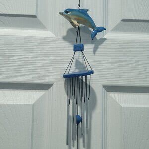 Blue Dolphin Acrylic Metal Hanging Wind Chimes